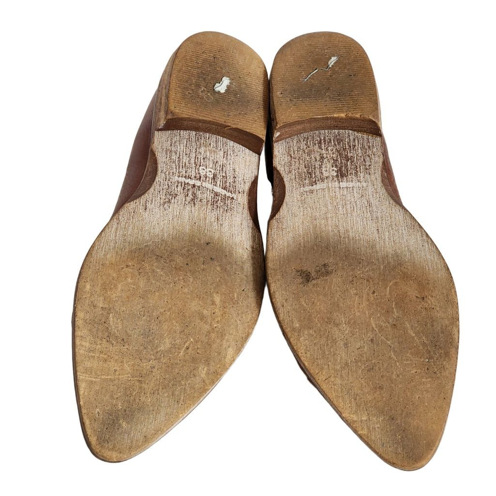 FREE PEOPLE Royale Brown Leather Pointed Toe Flats Size 38 7.5 - Picture 8 of 9